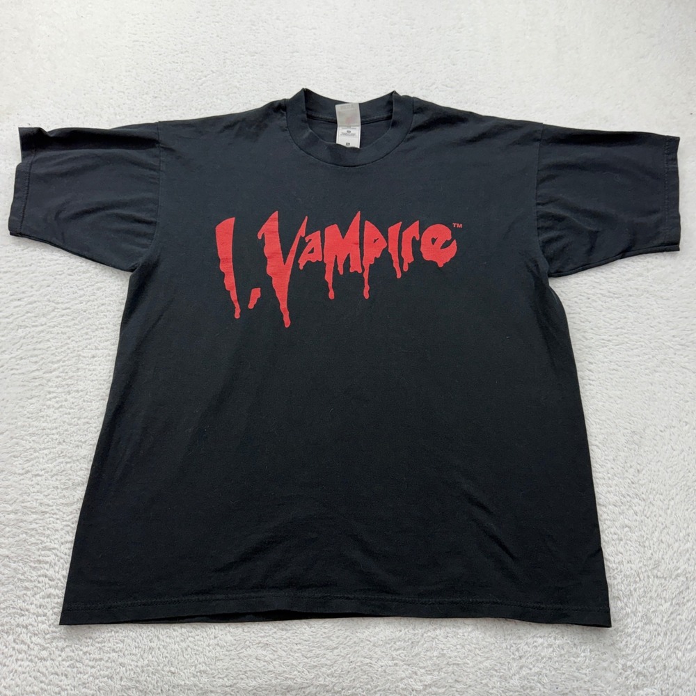 Vintage I, Vampire T Shirt Black Red Graphic Logo Mens Size XL Fruit of the Loom